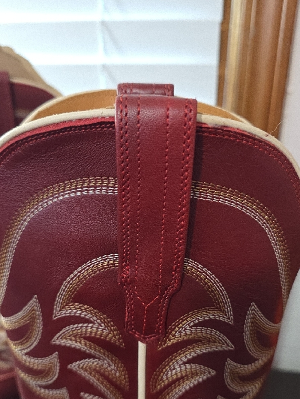 Tecovas Women's Burgundy Leather Western Boots with Cream Piping - Picture 10 of 10